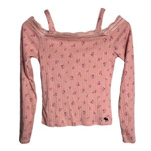 BNWOT Abercrombie Kids Floral Long Sleeve Off The Shoulder Top